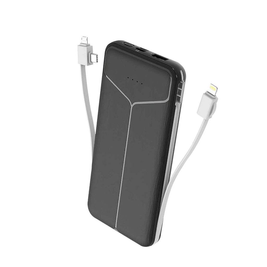 10000mAh Power Bank with Built-In Cables