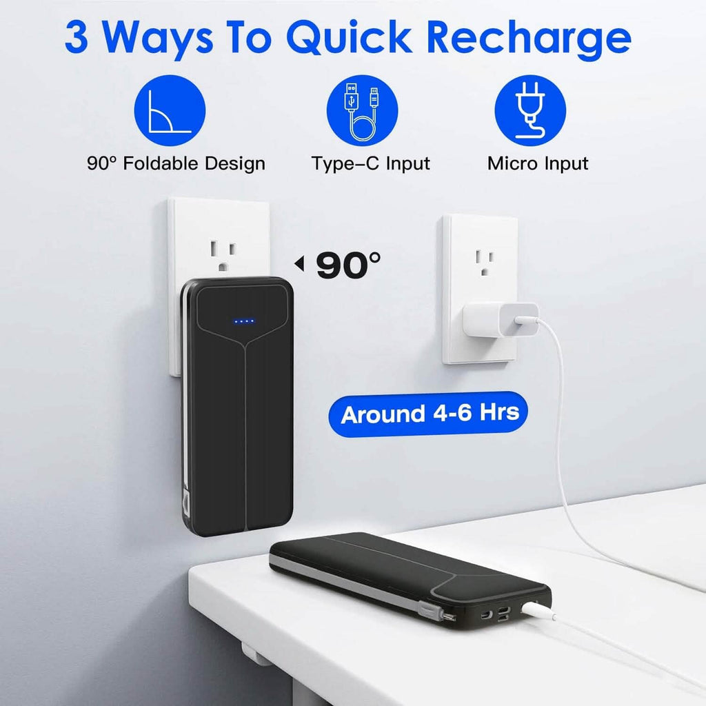 10000mAh Power Bank with Built-In Cables