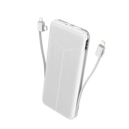 10000mAh Power Bank with Built-In Cables