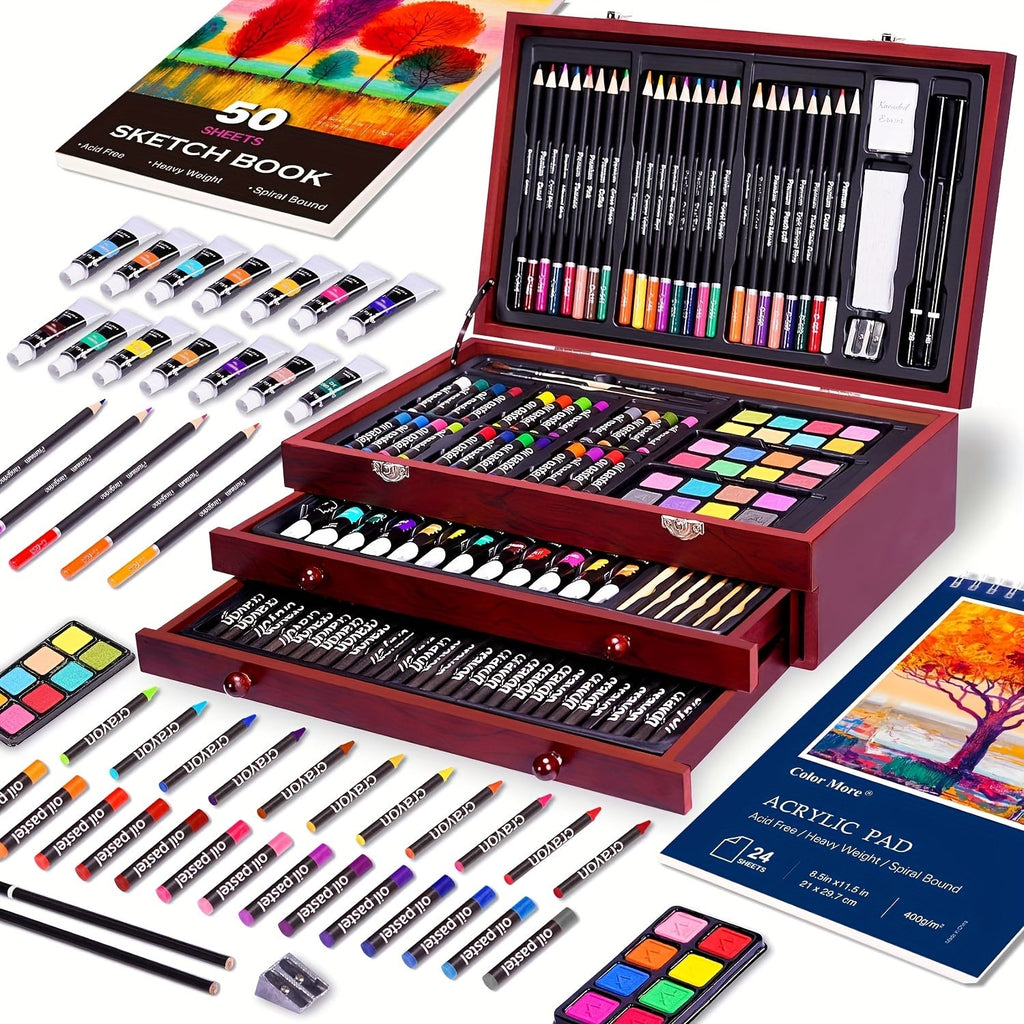 175-Piece Deluxe Art Set – Wooden Case Edition