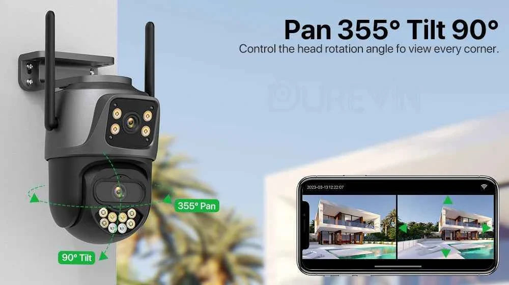 4K Dual Lens Outdoor WiFi Security Camera — AI Tracking & Night Vision