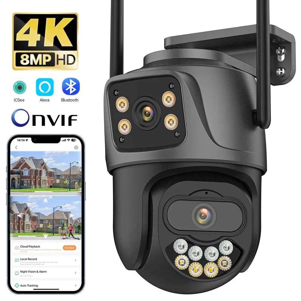 4K Dual Lens Outdoor WiFi Security Camera — AI Tracking & Night Vision