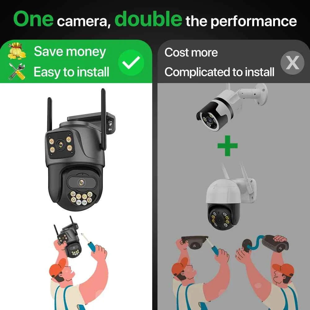 4K Dual Lens Outdoor WiFi Security Camera — AI Tracking & Night Vision
