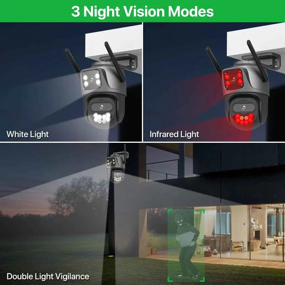 4K Dual Lens Outdoor WiFi Security Camera — AI Tracking & Night Vision