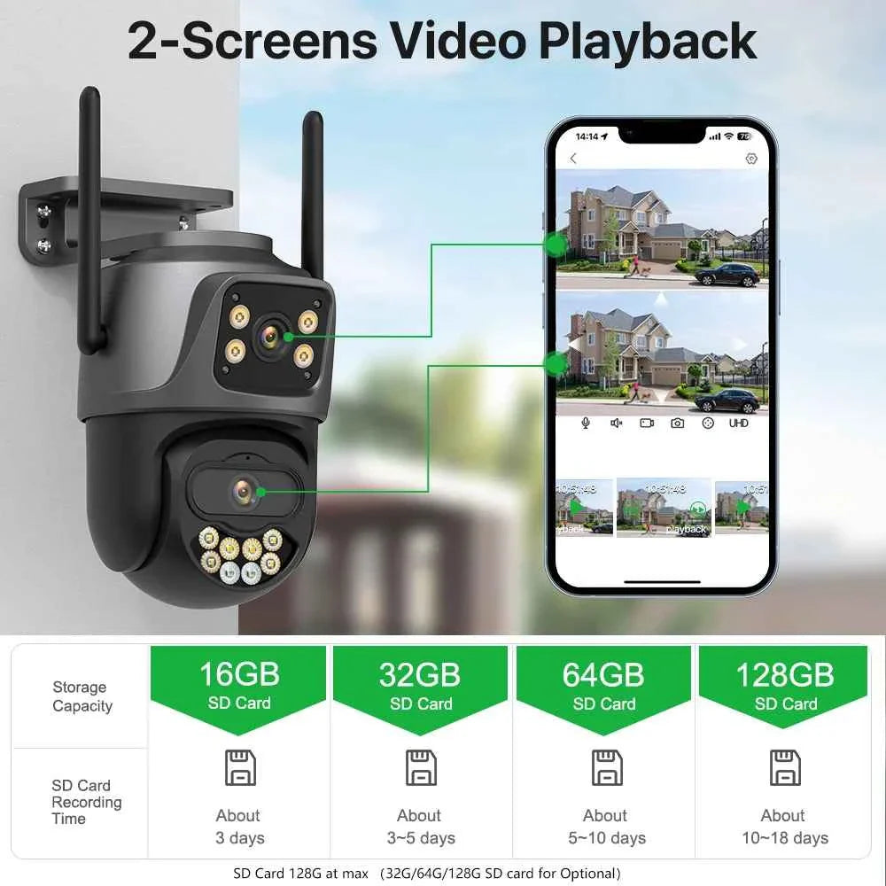 4K Dual Lens Outdoor WiFi Security Camera — AI Tracking & Night Vision