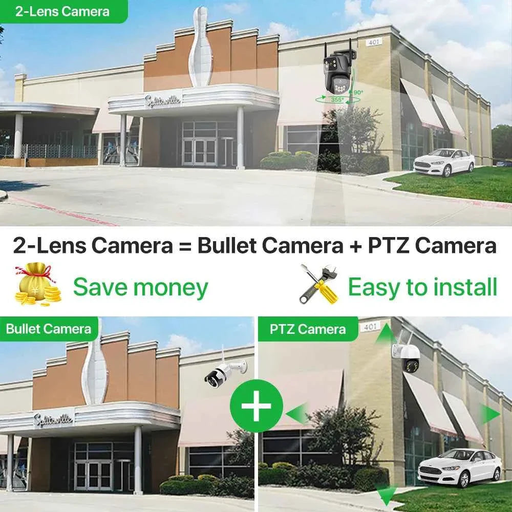 4K Dual Lens Outdoor WiFi Security Camera — AI Tracking & Night Vision
