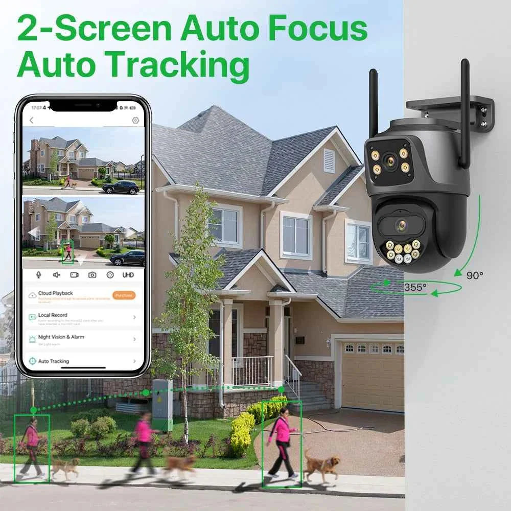 4K Dual Lens Outdoor WiFi Security Camera — AI Tracking & Night Vision