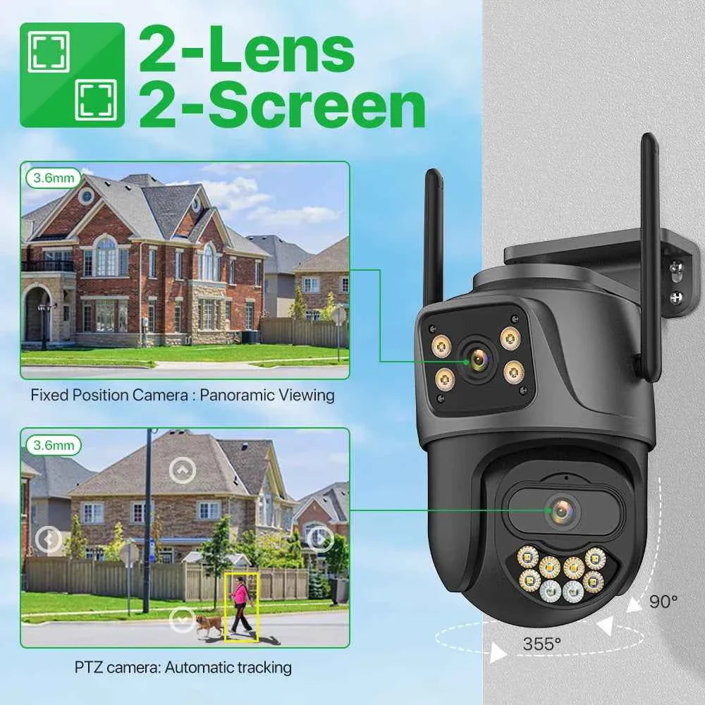 4K Dual Lens Outdoor WiFi Security Camera — AI Tracking & Night Vision