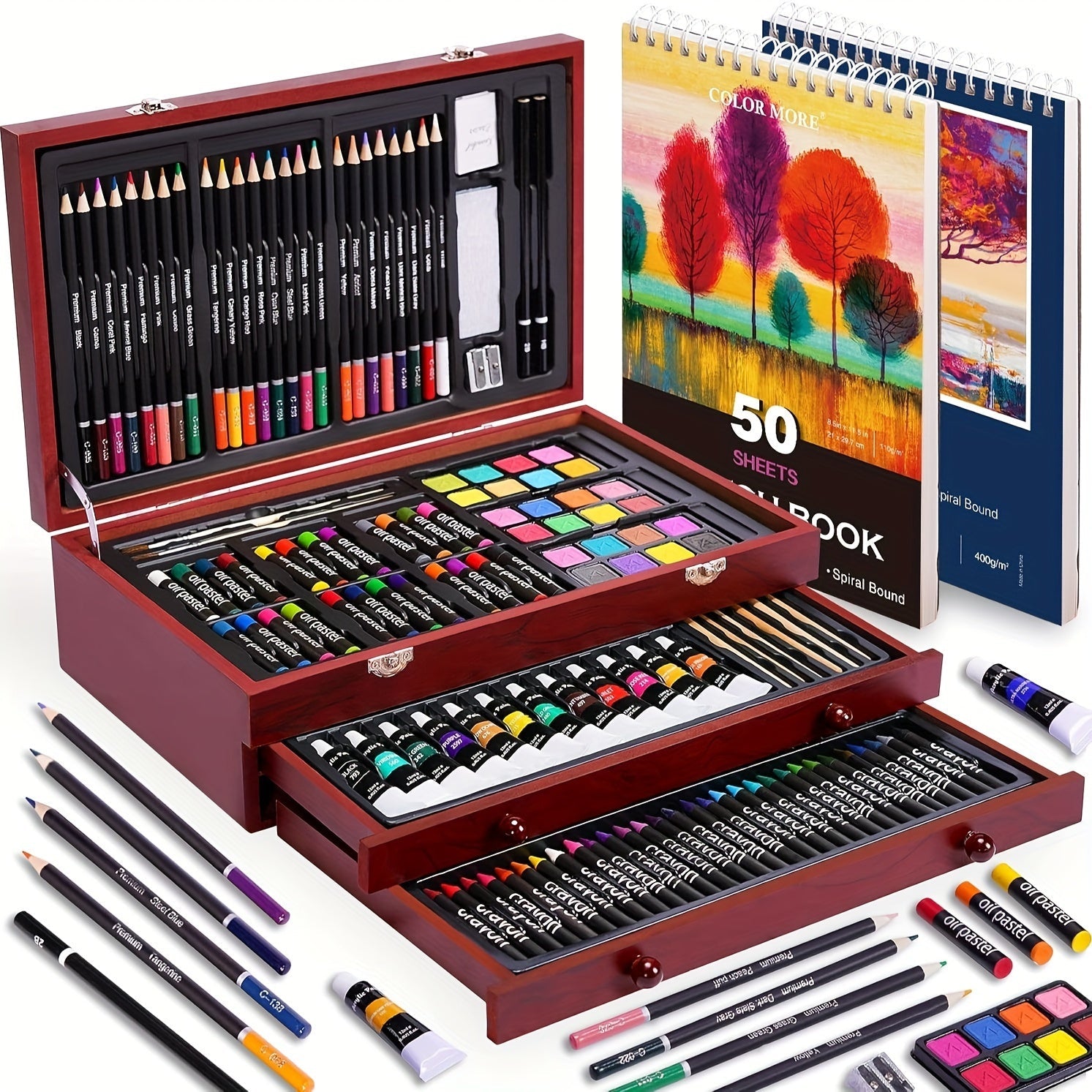 175-Piece Deluxe Art Set – Wooden Case Edition