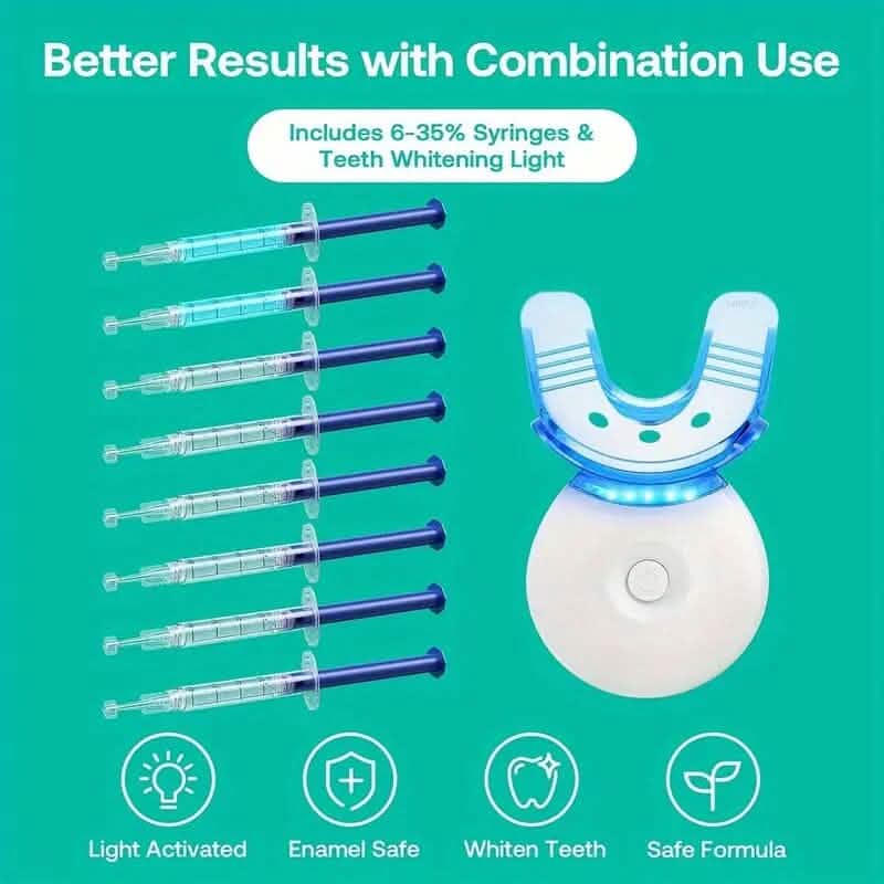 Teeth Whitening Gel Kit with LED Light