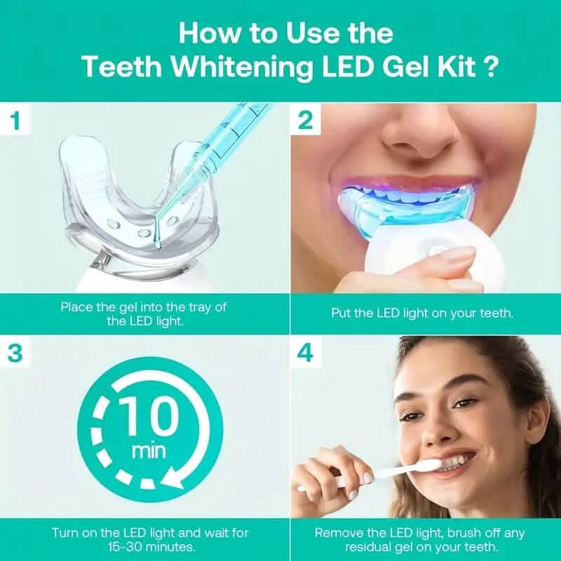 Teeth Whitening Gel Kit with LED Light